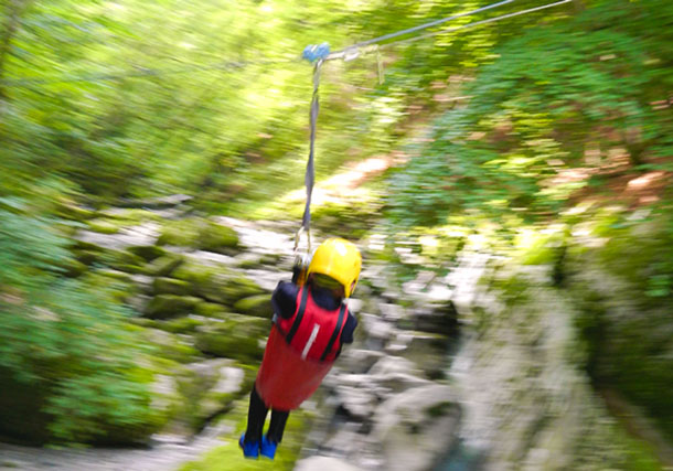 ziplining in movement